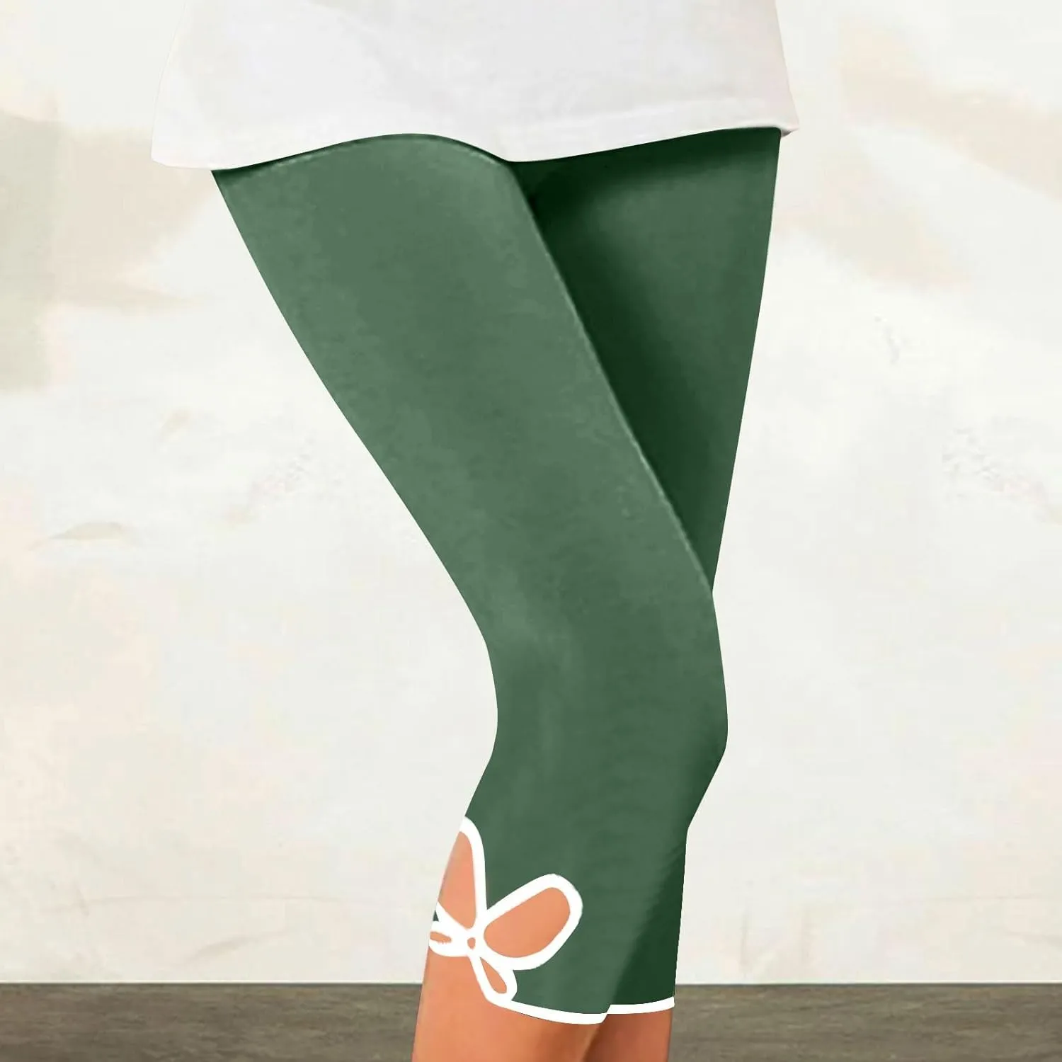 Womens Capris Summer High Waist Cropped Knee Lenth Short Stretchy Leggings Leggings Workout Compression Pants
