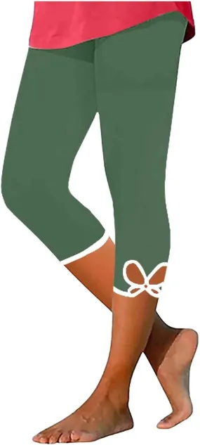 Womens Capris Summer High Waist Cropped Knee Lenth Short Stretchy Leggings Leggings Workout Compression Pants