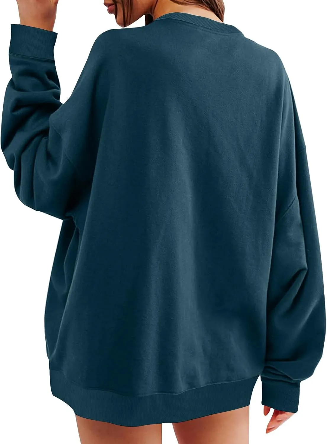 Women's Casual Long Sleeve Shirts Tops Loose Casual Solid Round Neck Pullover Blouse 2024 Fall Outfits