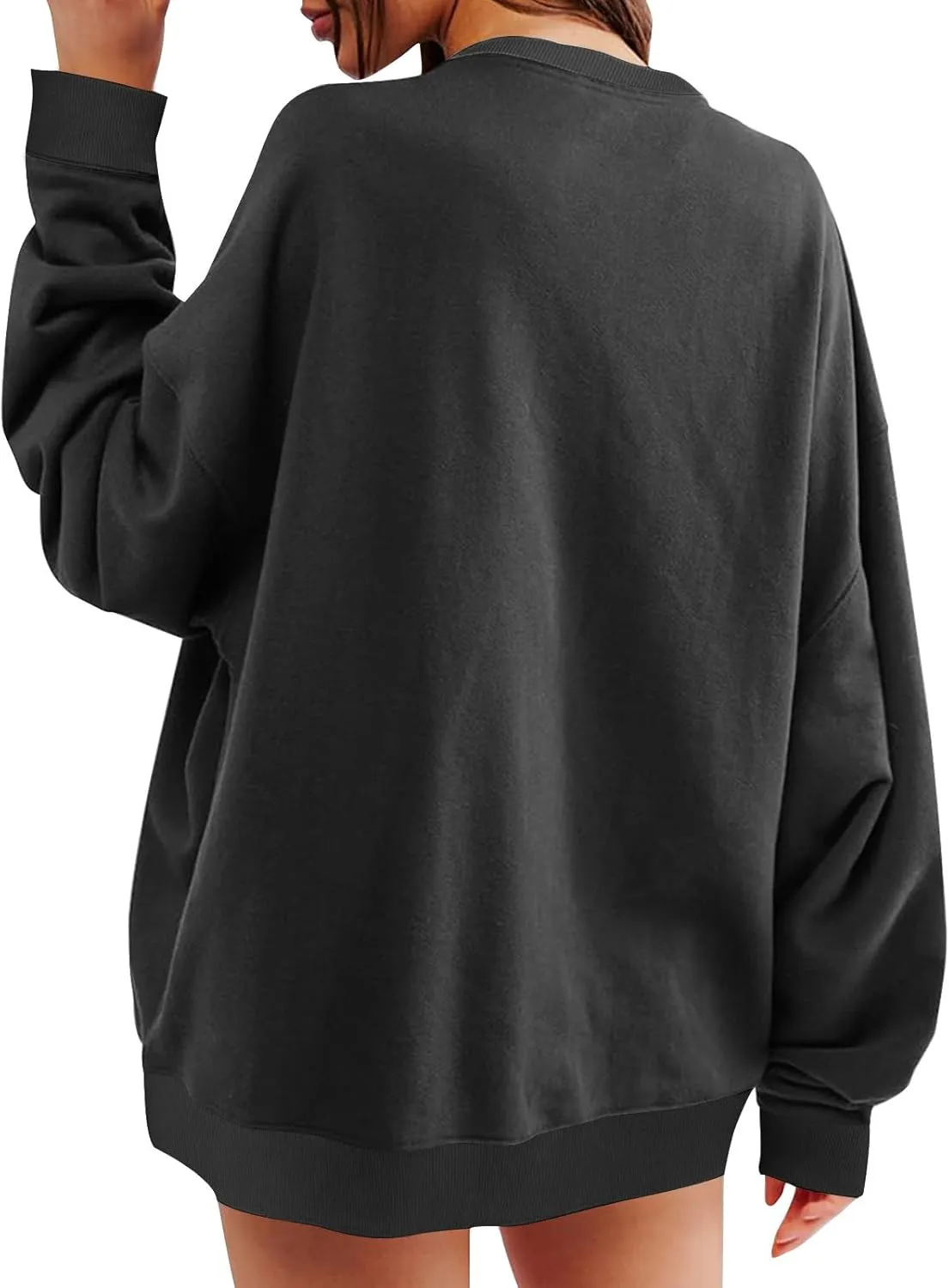 Women's Casual Long Sleeve Shirts Tops Loose Casual Solid Round Neck Pullover Blouse 2024 Fall Outfits