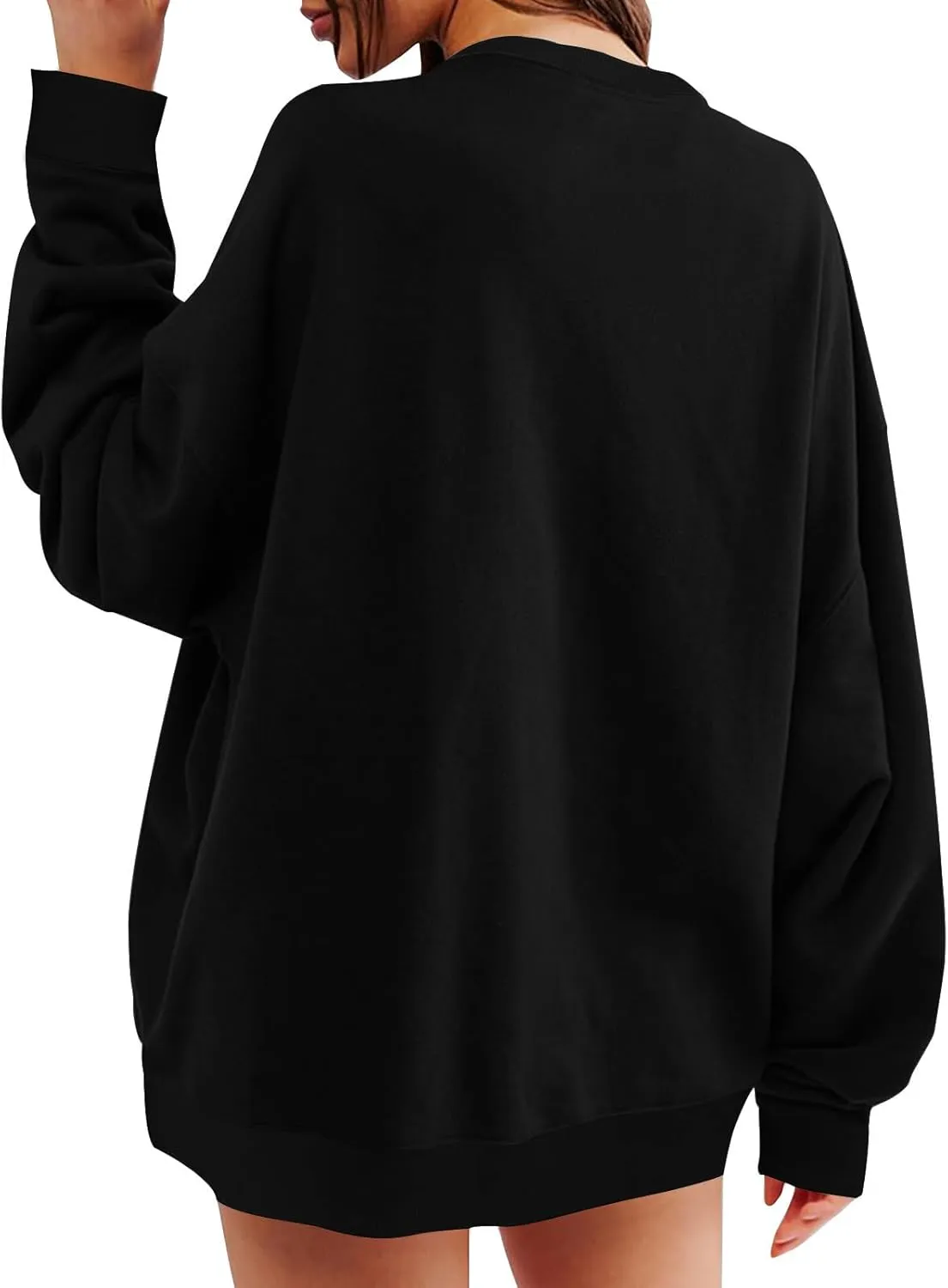 Women's Casual Long Sleeve Shirts Tops Loose Casual Solid Round Neck Pullover Blouse 2024 Fall Outfits