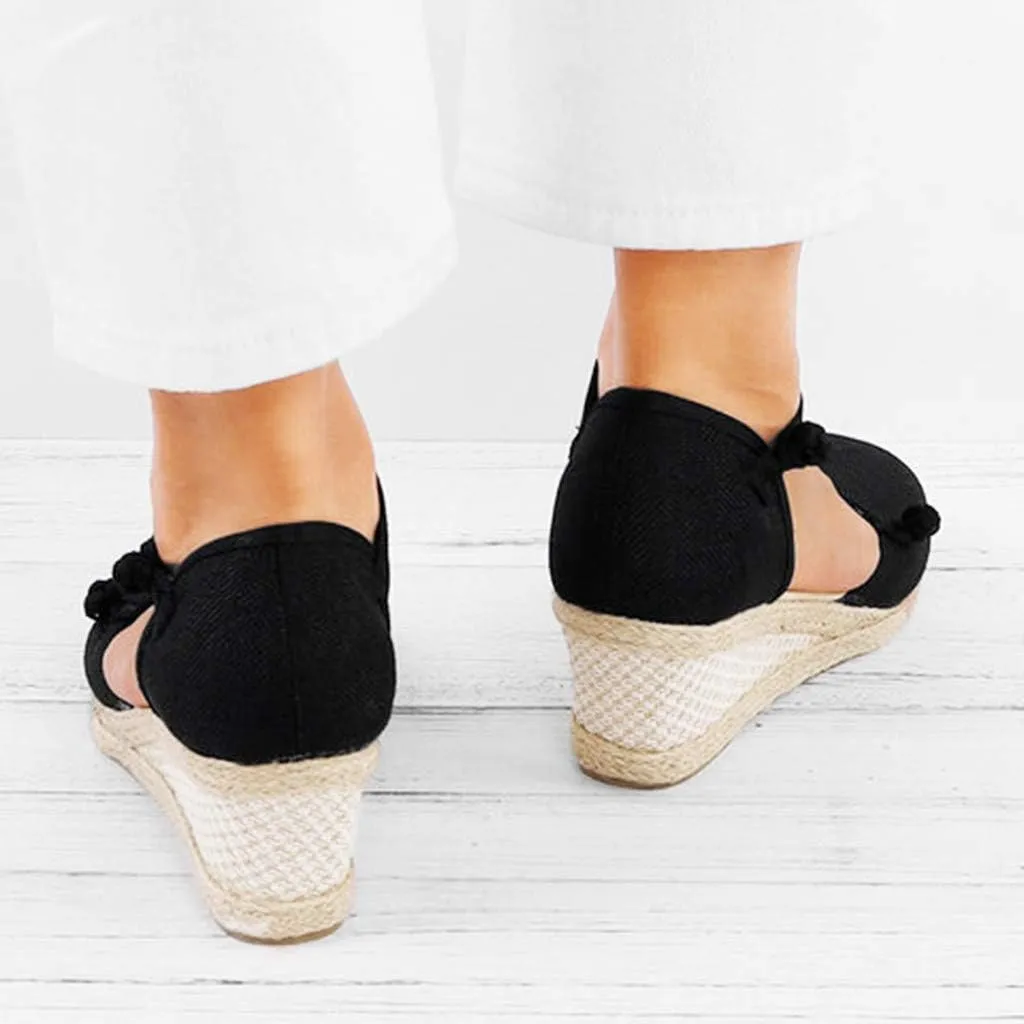 Womens Closed Toe Espadrille Wedge Heels Sandals, 2023 Retro Casual Ankle Strap Platform Wedges Summer Shoes Womens Espadrilles