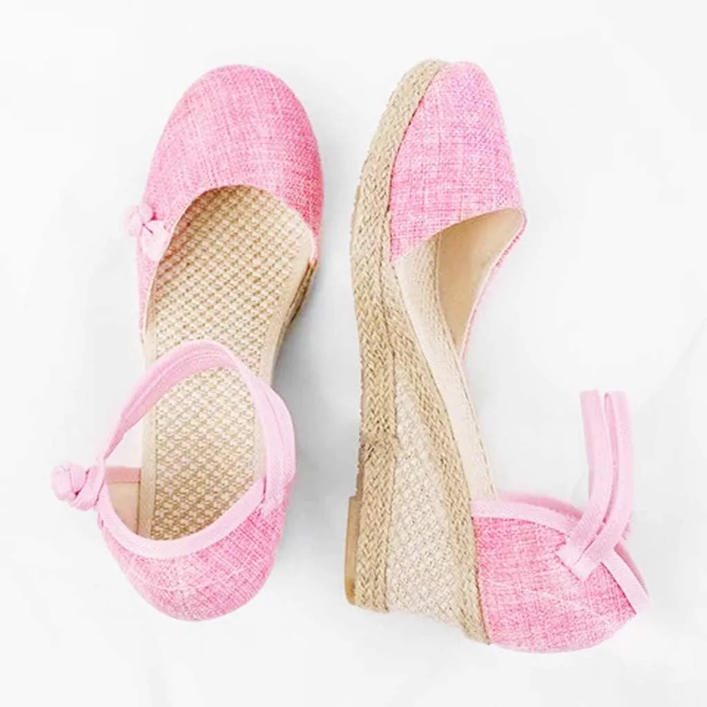 Womens Closed Toe Espadrille Wedge Heels Sandals, 2023 Retro Casual Ankle Strap Platform Wedges Summer Shoes Womens Espadrilles