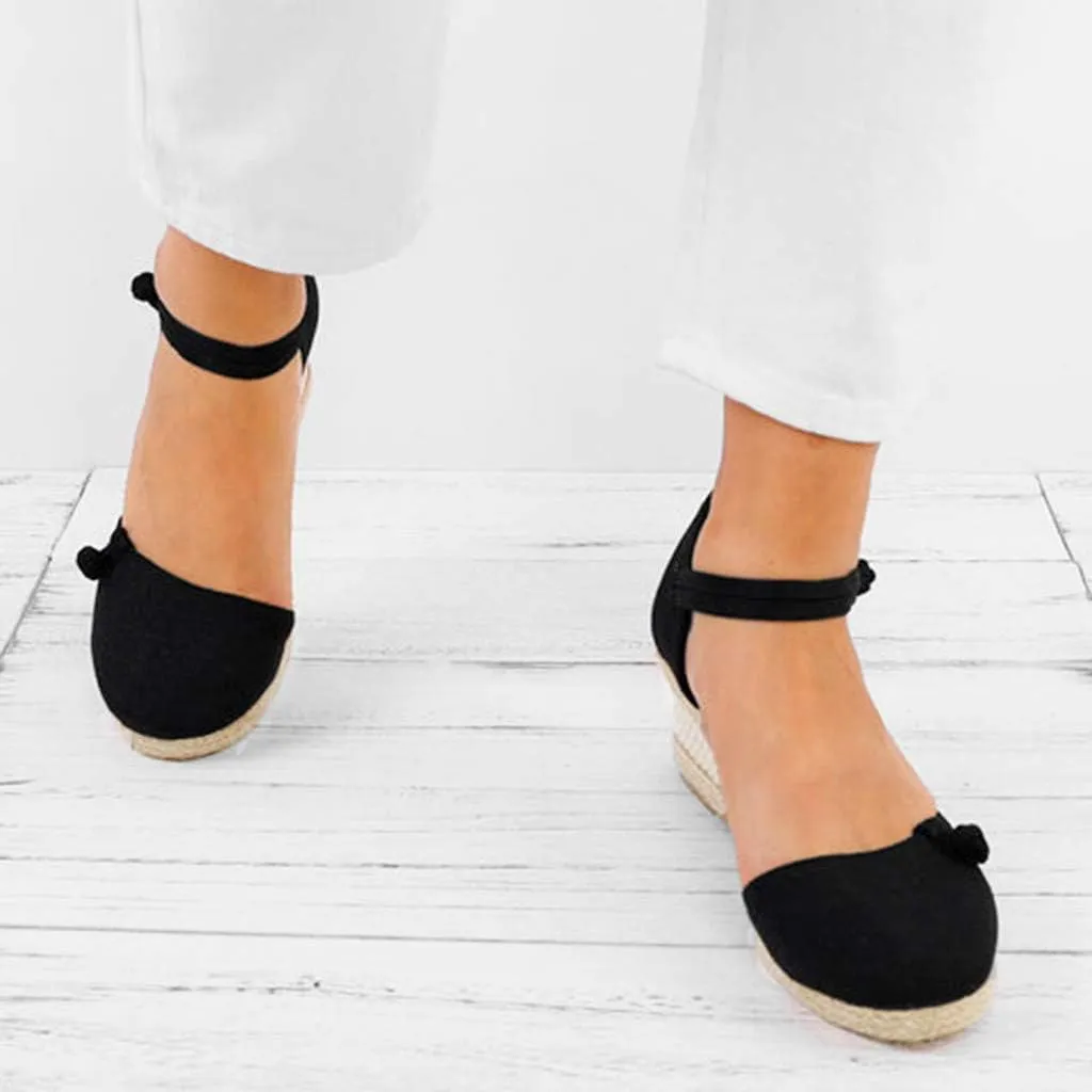 Womens Closed Toe Espadrille Wedge Heels Sandals, 2023 Retro Casual Ankle Strap Platform Wedges Summer Shoes Womens Espadrilles