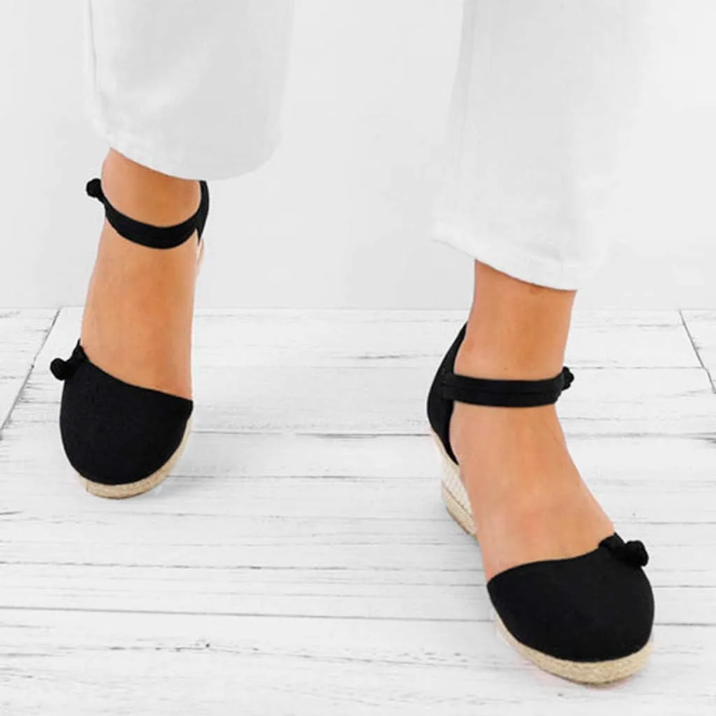 Womens Closed Toe Espadrille Wedge Heels Sandals, 2023 Retro Casual Ankle Strap Platform Wedges Summer Shoes Womens Espadrilles