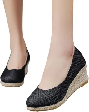 Womens Closed Toe Espadrille Wedge Heels Sandals, 2023 Retro Casual Ankle Strap Platform Wedges Summer Shoes Womens Espadrilles