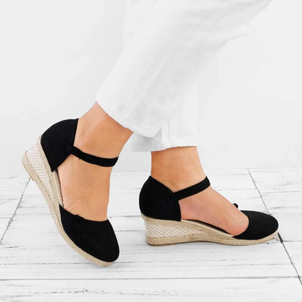 Womens Closed Toe Espadrille Wedge Heels Sandals, 2023 Retro Casual Ankle Strap Platform Wedges Summer Shoes Womens Espadrilles