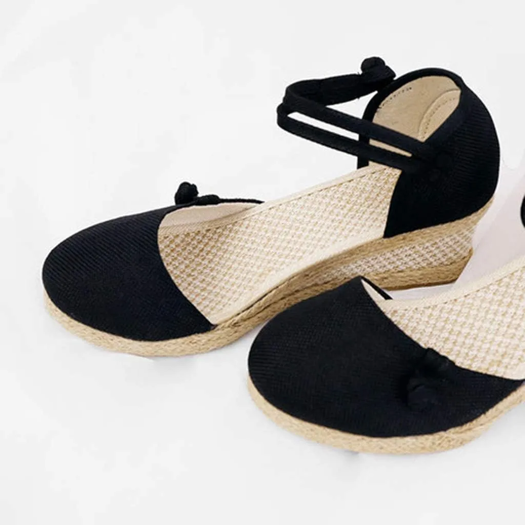 Womens Closed Toe Espadrille Wedge Heels Sandals, 2023 Retro Casual Ankle Strap Platform Wedges Summer Shoes Womens Espadrilles