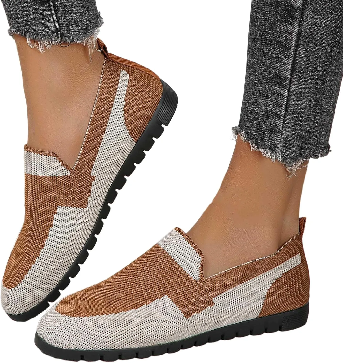 Womens Colour Walking Shoes Round Head Mesh Breathable Flat Sneakers Casual Comfortable Beach Ballet Flats Shoes