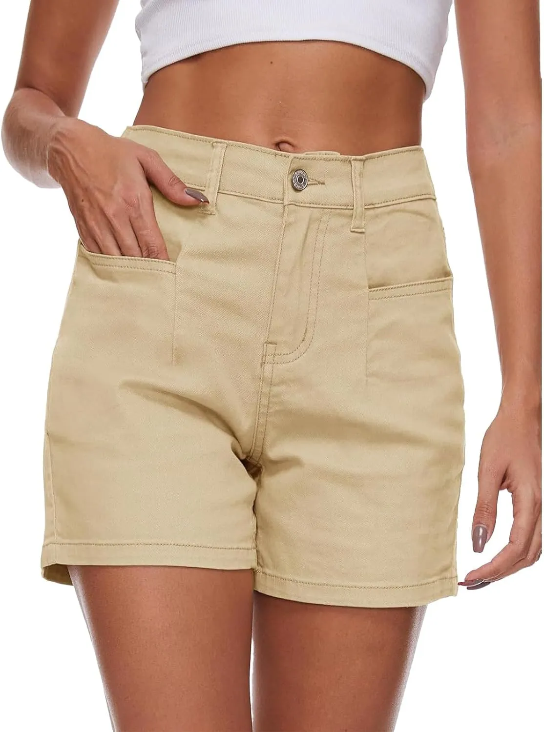 Womens Denim Shorts Casual Stretch Jean Shorts High Waisted Pockets Jean Shorts for Summer