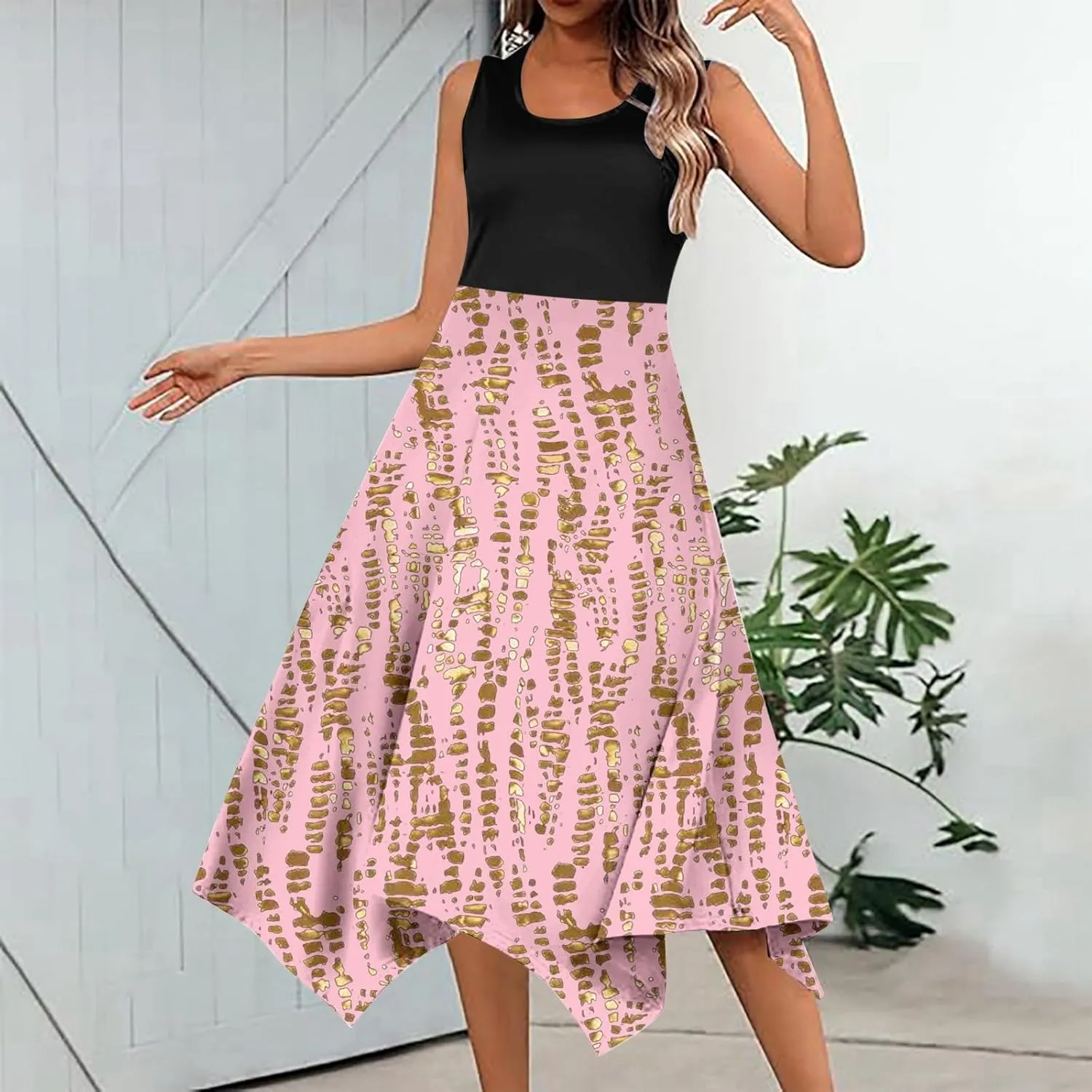 Womens Dresses Women's Summer Casual Flowing Floral Elegant Vest Long Dress