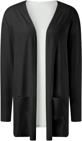 Womens Elegant Pockets Cardigan Cover Up Casual Mid Long Length Tops Kimonos for Women Womens Coat