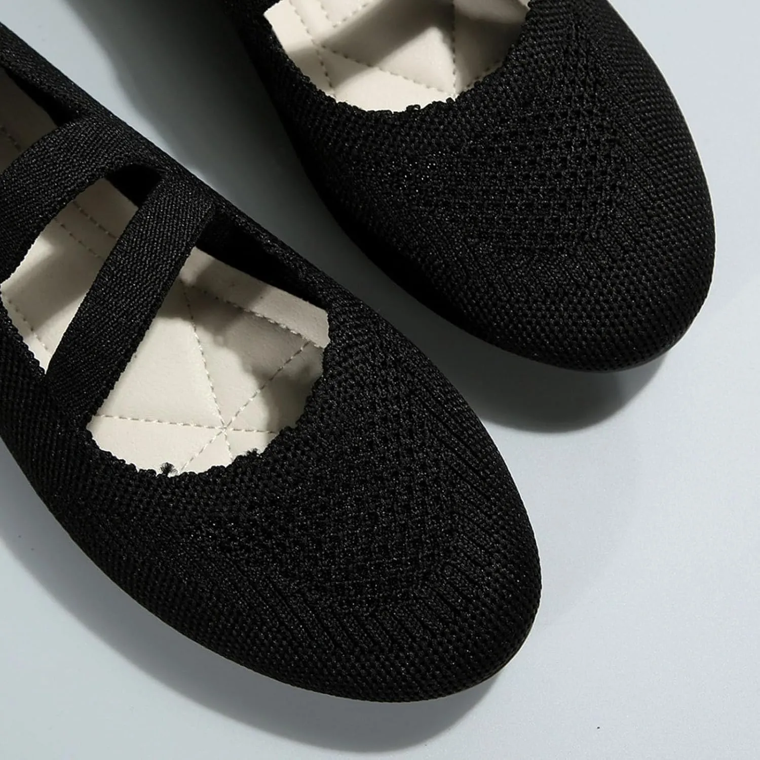 Womens Fashion Breathable Mesh Knitted Flats Beach Walking Shoes Soft Sole Casual Shoes for Summer Vacation