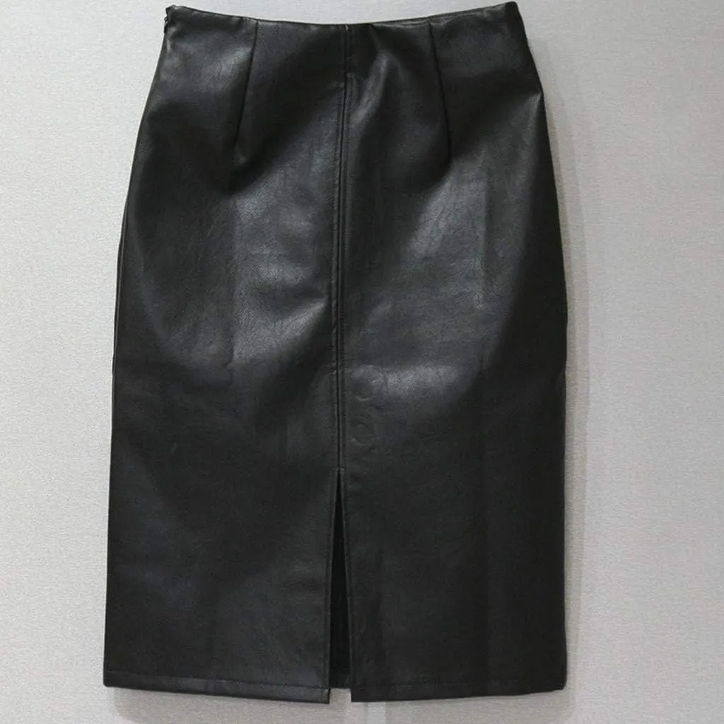 Womens Fashion Ladys Leather Skirt Casual Pencil Midi Mid-Calf Skirt Lace High Waisted A-Line Womens Midi Skirts