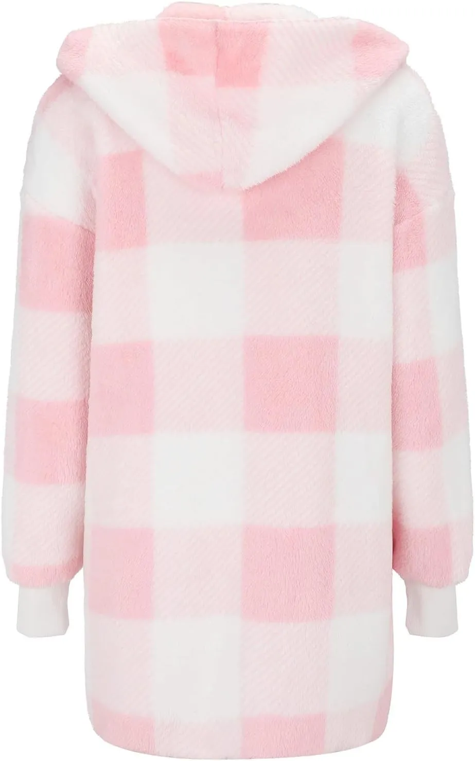 Womens Flannel Shacket Jacket Hooded Jackets Up Button Cardigan Trendy Plaid Fuzzy Outerwear Womens Long Flannel