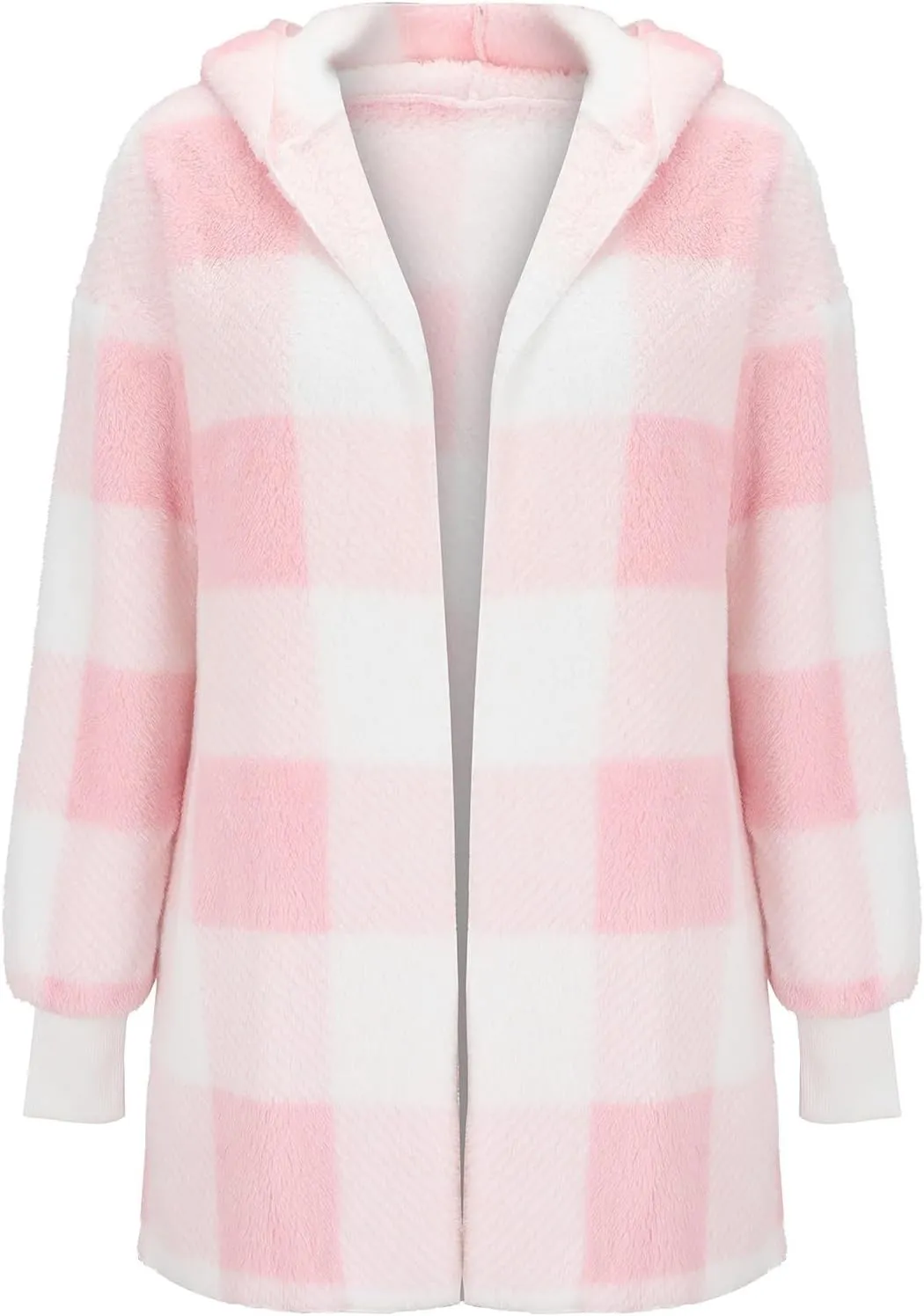 Womens Flannel Shacket Jacket Hooded Jackets Up Button Cardigan Trendy Plaid Fuzzy Outerwear Womens Long Flannel