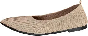 Womens Flats Summer Knitting Walking Shoes Breathable Mesh Loafers Round Toe Slip On Ballerina Walking Flats Shoe