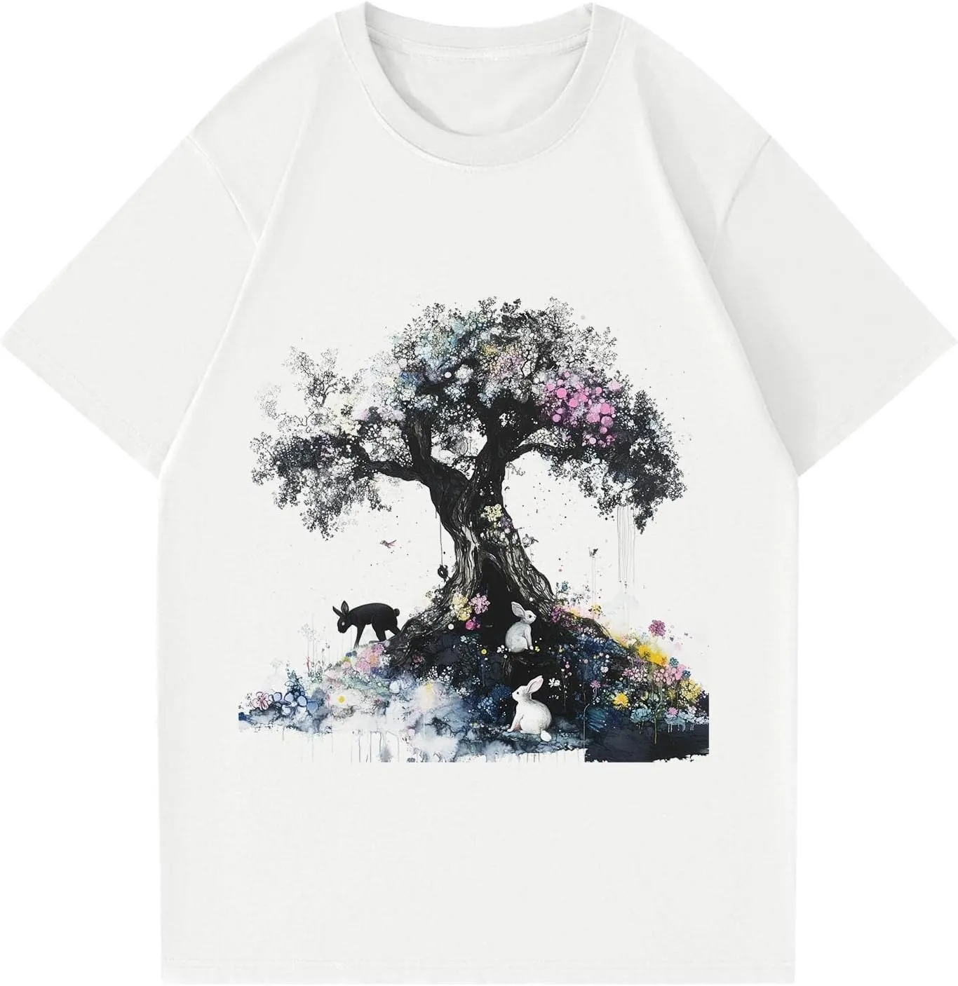 Women's Graphic Tees Summer White Crewneck T Shirt Short Sleeve Trendy Cute Print Graphic Shirts for Women