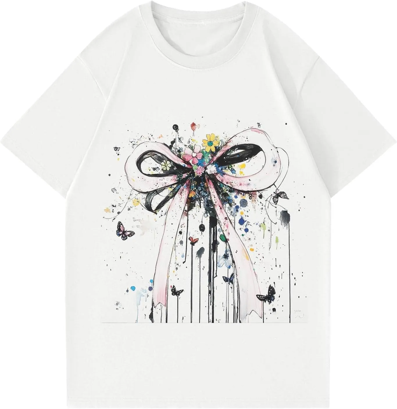 Women's Graphic Tees Summer White Crewneck T Shirt Short Sleeve Trendy Cute Print Graphic Shirts for Women