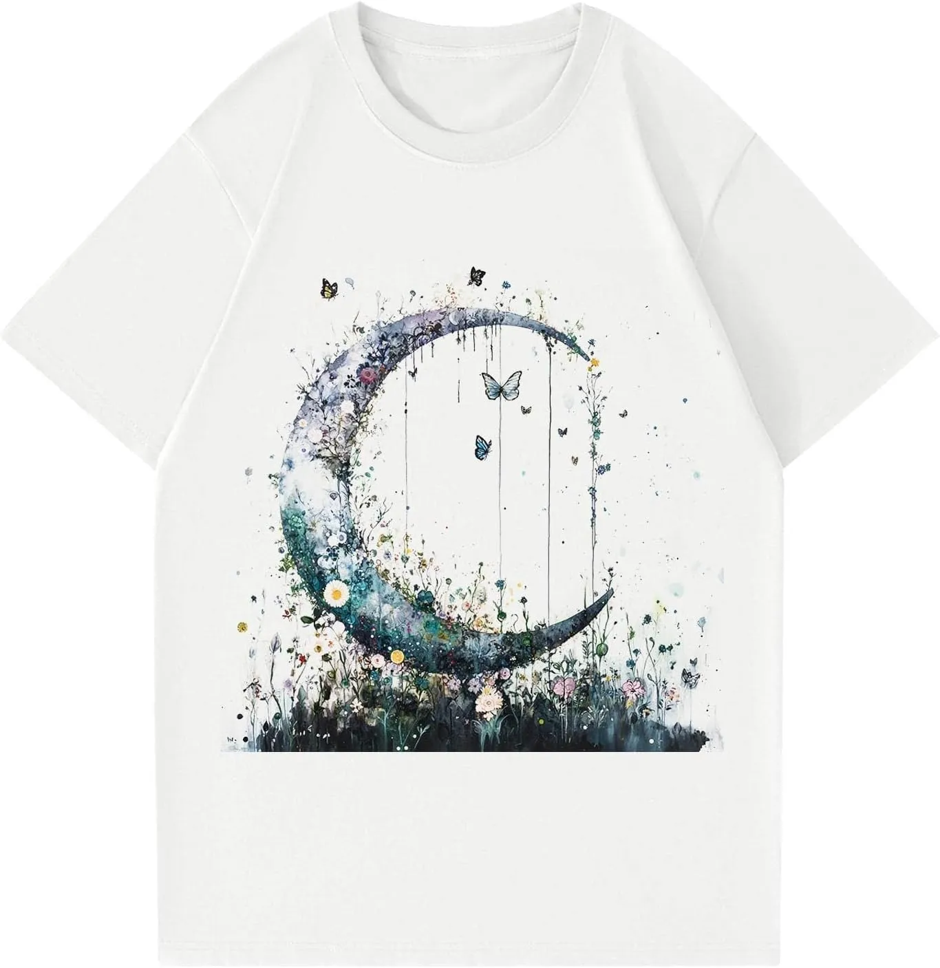 Women's Graphic Tees Summer White Crewneck T Shirt Short Sleeve Trendy Cute Print Graphic Shirts for Women