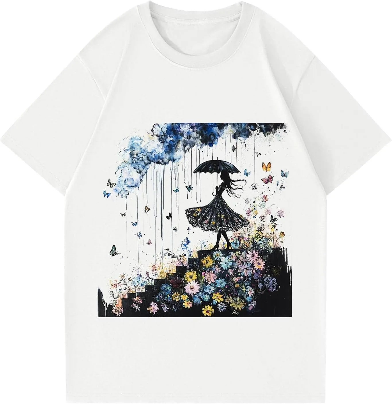 Women's Graphic Tees Summer White Crewneck T Shirt Short Sleeve Trendy Cute Print Graphic Shirts for Women