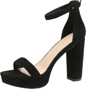 Women's Heels Pumps Women's Platform Chunky High Heels Opentoe Block Ankle Strap Dress Bridal Party Wedding Shoes
