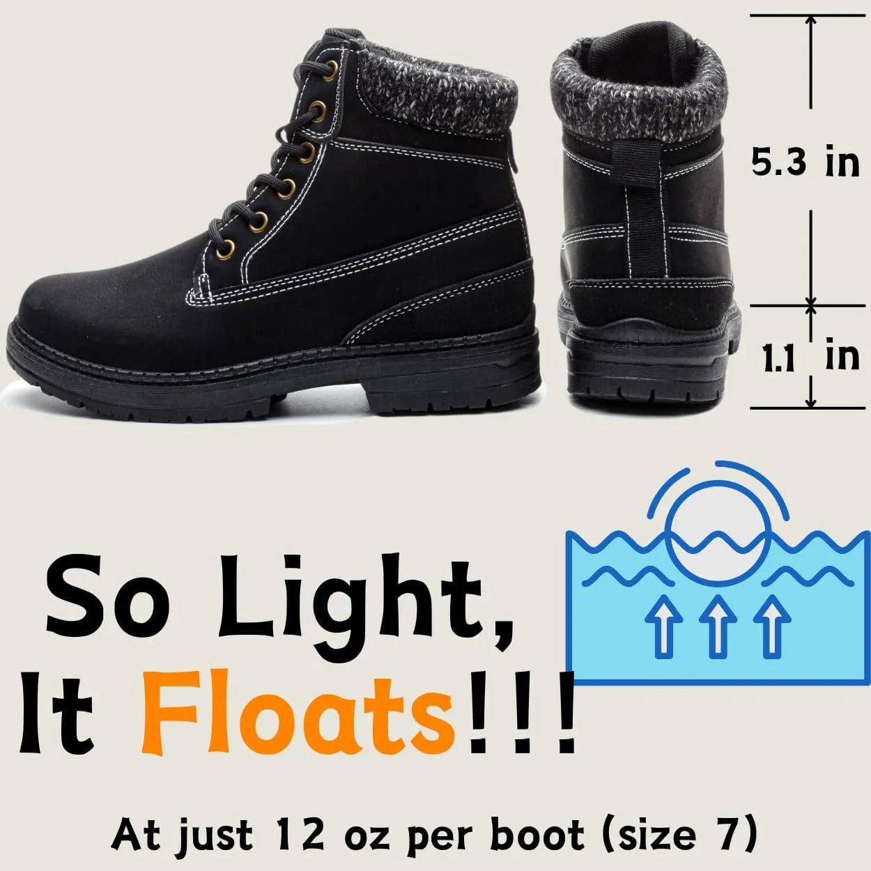 Womens Hiking Work Winter Boots - Outdoor Waterproof Lightweight Ankle Boots