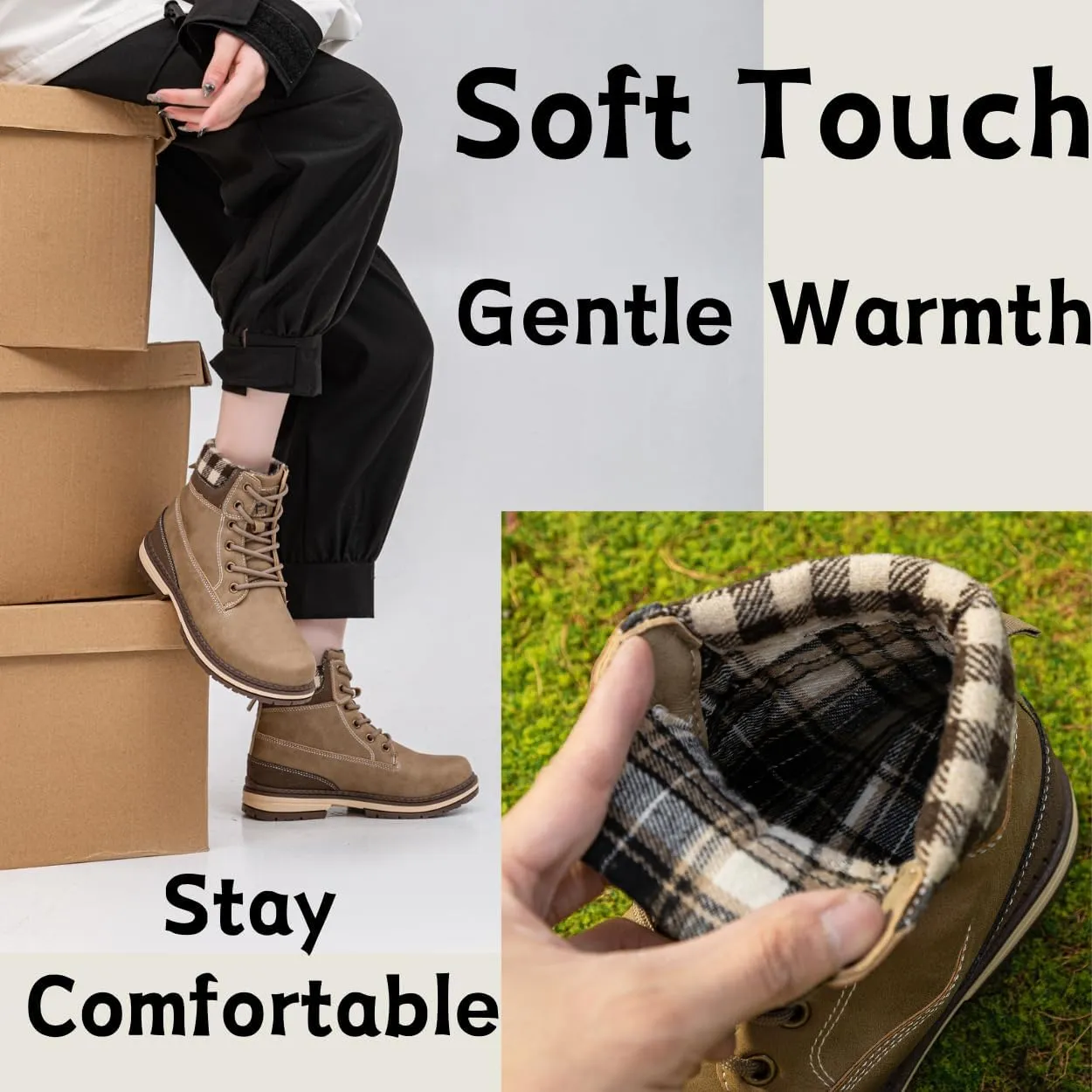 Womens Hiking Work Winter Boots - Outdoor Waterproof Lightweight Ankle Boots
