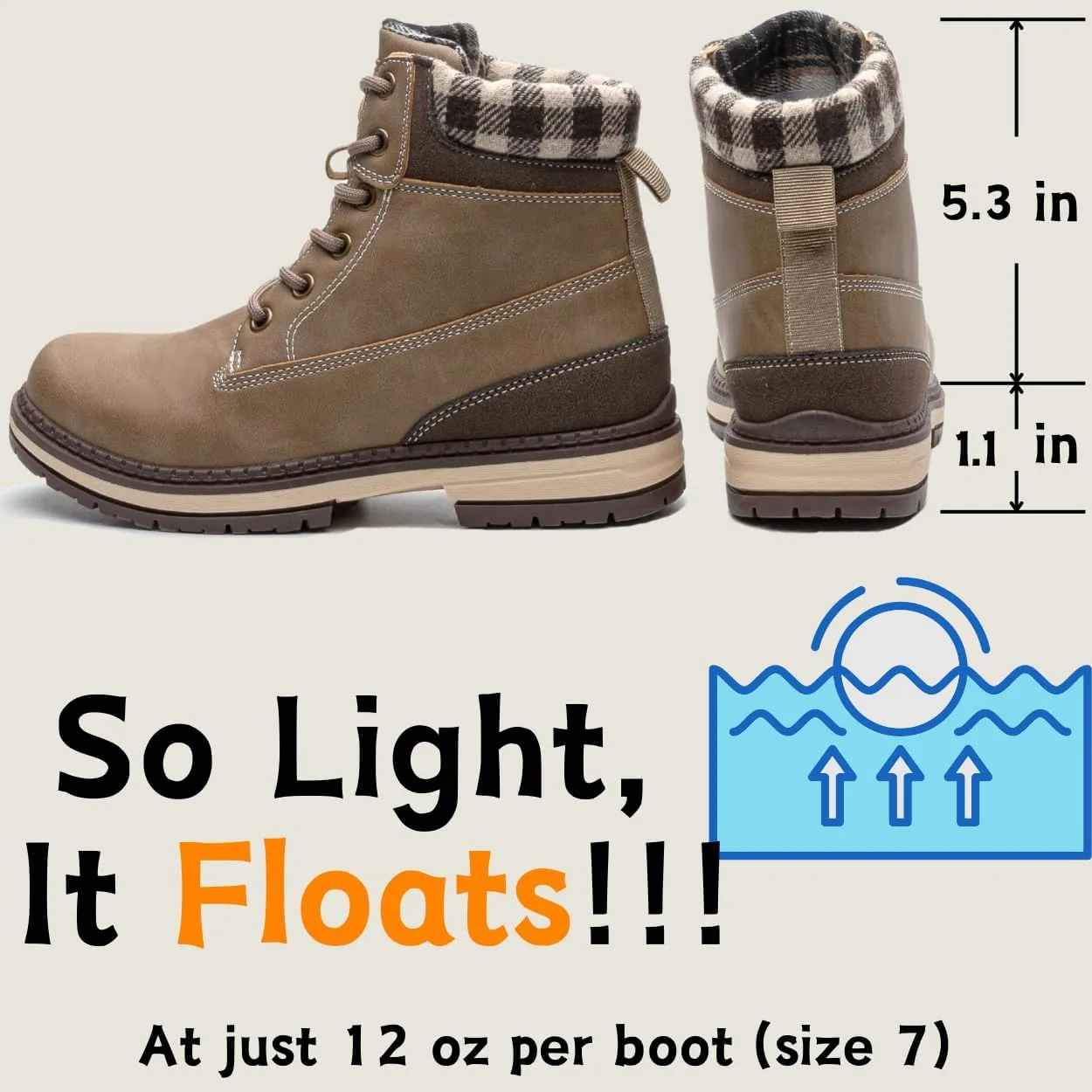 Womens Hiking Work Winter Boots - Outdoor Waterproof Lightweight Ankle Boots