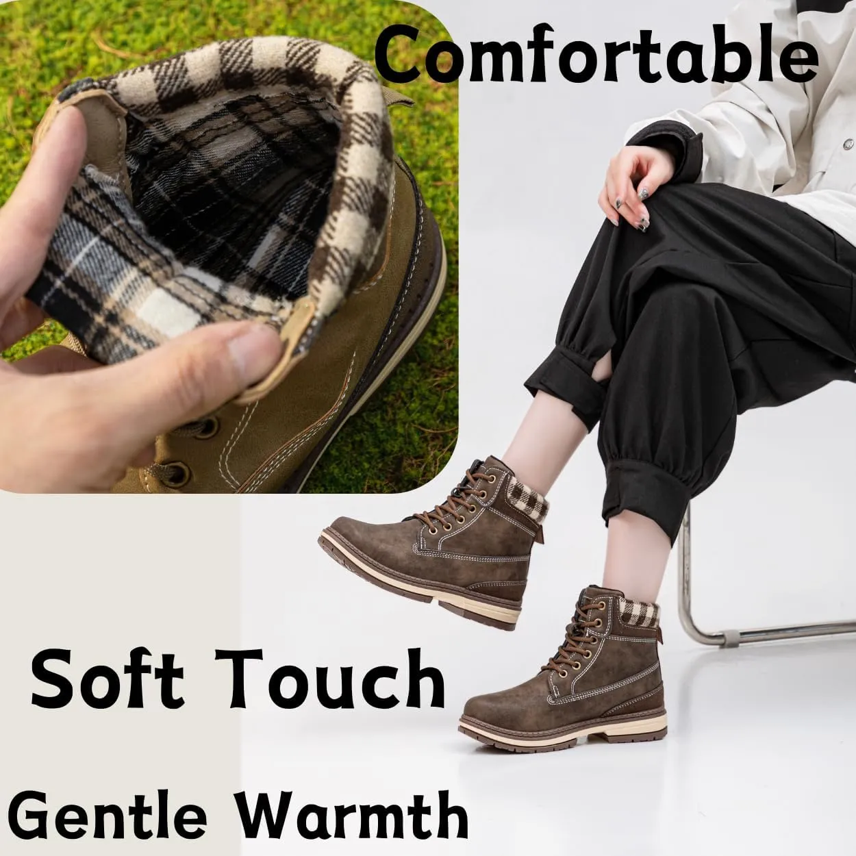 Womens Hiking Work Winter Boots - Outdoor Waterproof Lightweight Ankle Boots