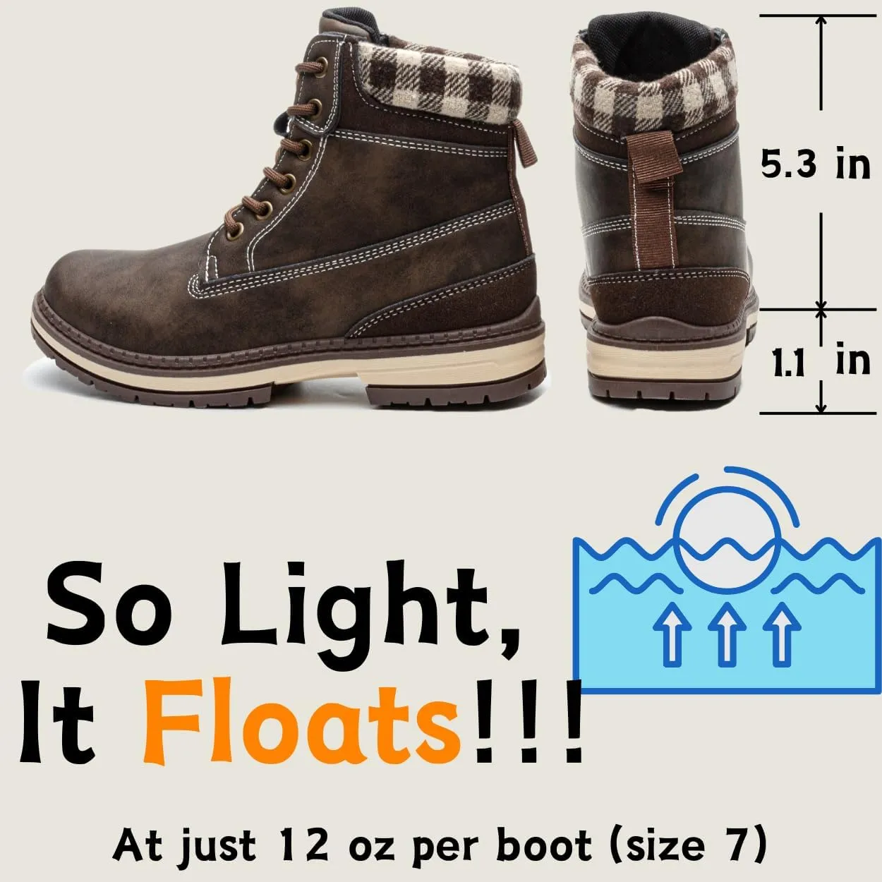 Womens Hiking Work Winter Boots - Outdoor Waterproof Lightweight Ankle Boots