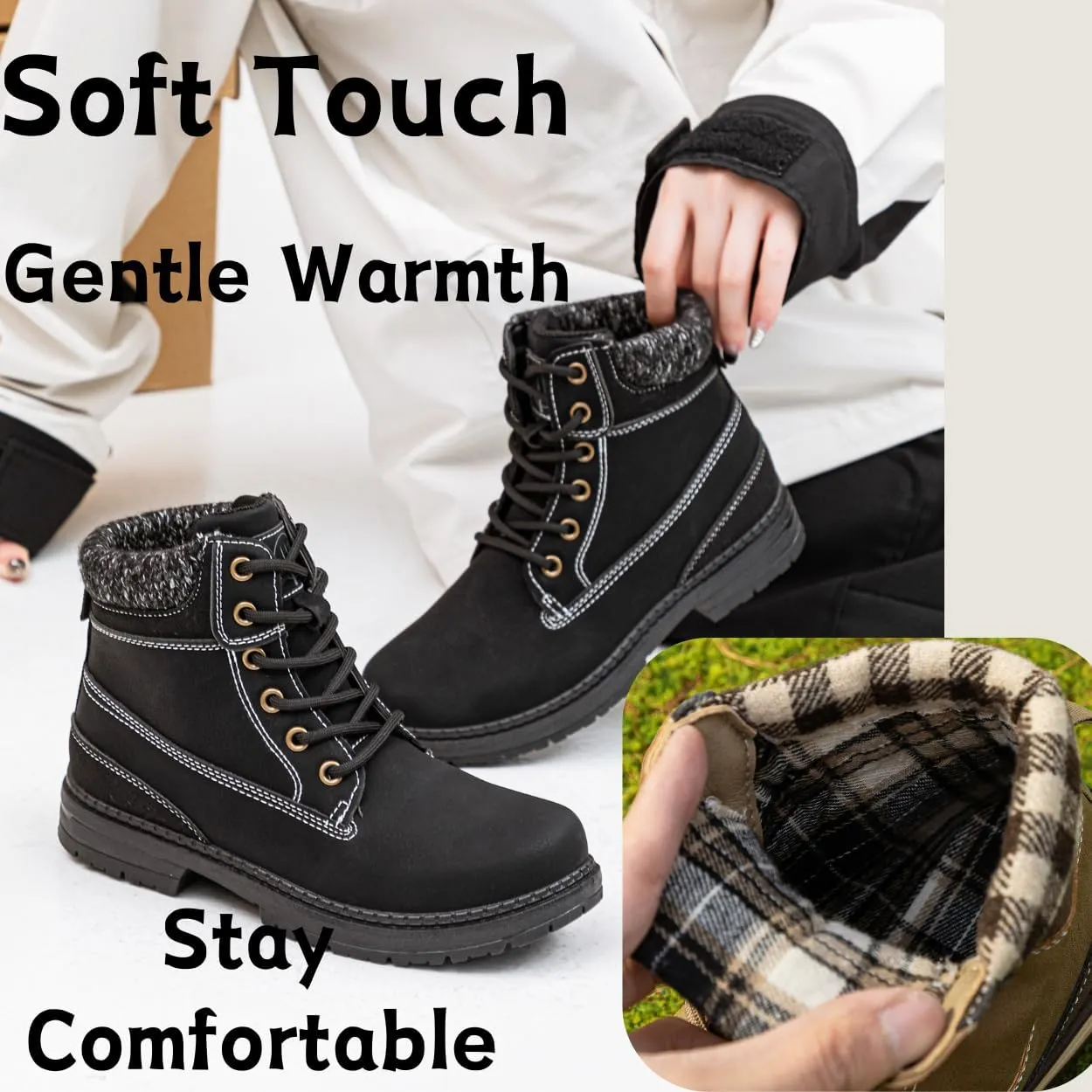 Womens Hiking Work Winter Boots - Outdoor Waterproof Lightweight Ankle Boots