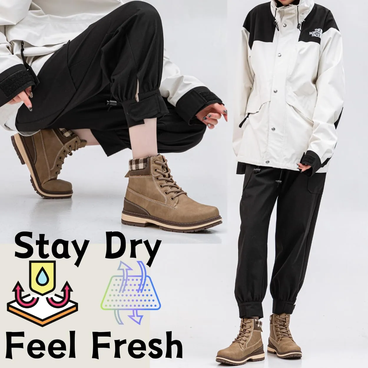 Womens Hiking Work Winter Boots - Outdoor Waterproof Lightweight Ankle Boots