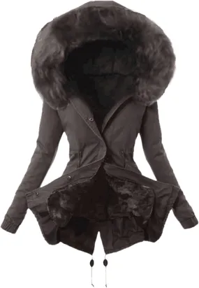 Womens Hooded Jacket Ladies Coat Womens Winter Warm Thick Long Jacket Hooded Overcoat