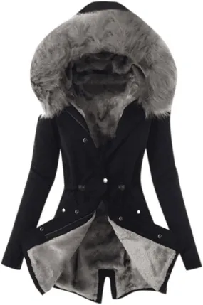 Womens Hooded Jacket Ladies Coat Womens Winter Warm Thick Long Jacket Hooded Overcoat