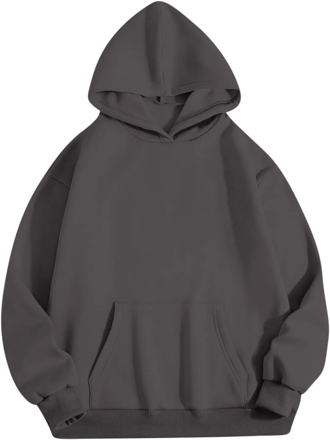 Womens Hoodies Fleece Fall Long Sleeve Sweatshirts Oversized Y2k Hoodies Solid Color Casual Pullover with Pocket