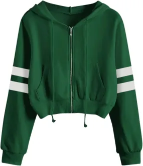Womens Hoodies,Graphic Hoodies,Womens Cropped Zip up Hoodie Long Sleeve Drawstring Y2K Sweatshirts with Pockets