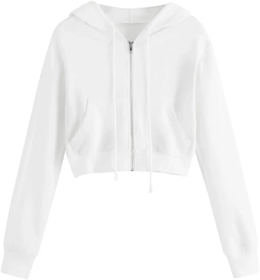 Womens Hoodies,Graphic Hoodies,Womens Cropped Zip up Hoodie Long Sleeve Drawstring Y2K Sweatshirts with Pockets