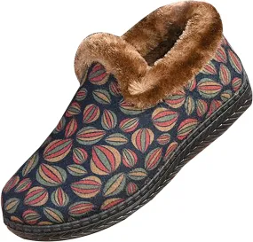 Womens Insulated Hiking Boots Deer Prints Flat Round Toe Lazy Suede Shoes Snow Boots Boots Womens