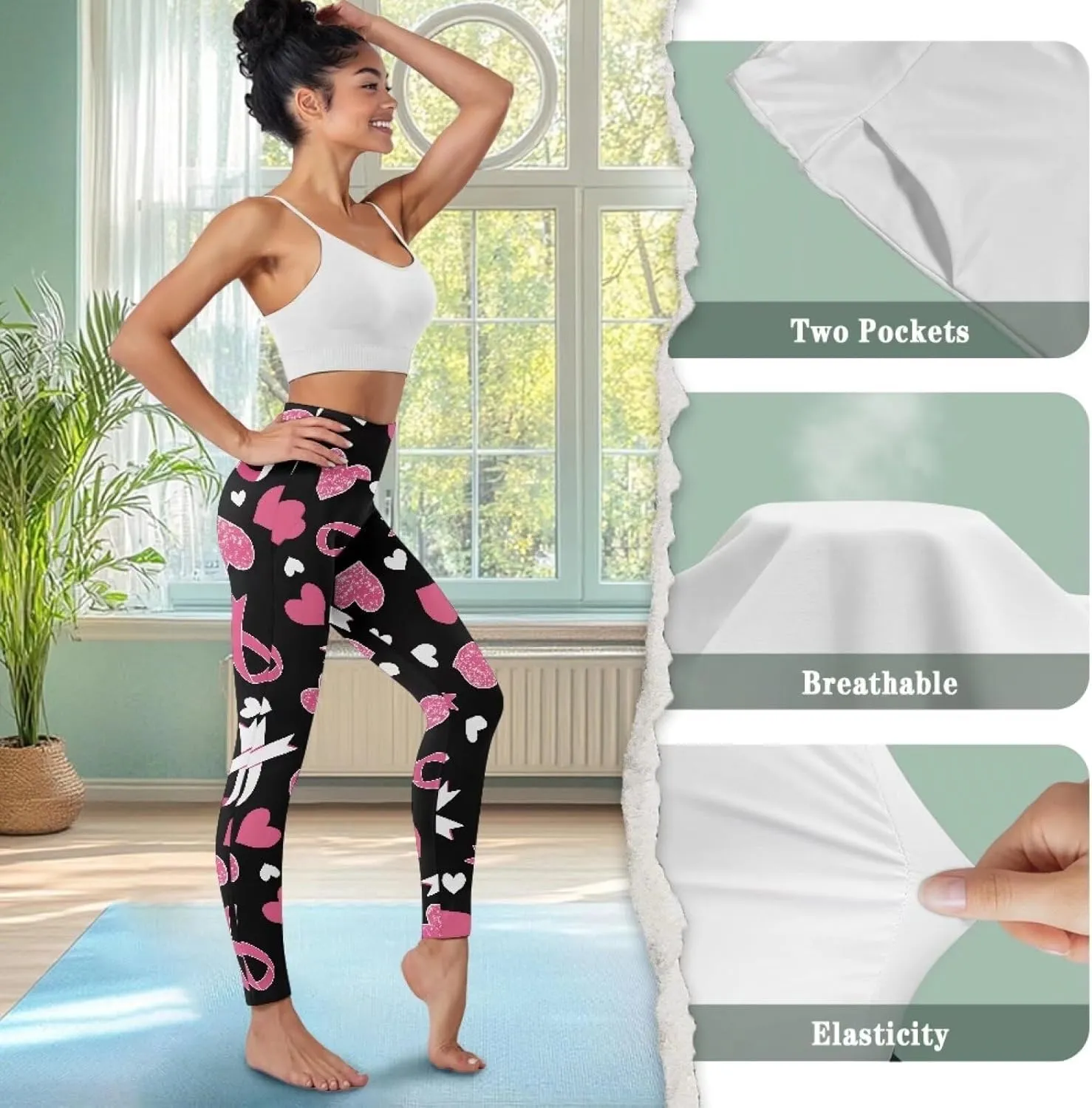 Womens Leggings XS-3XL Workout Pants with Pockets Tummy Control Yoga Leggings Full Length