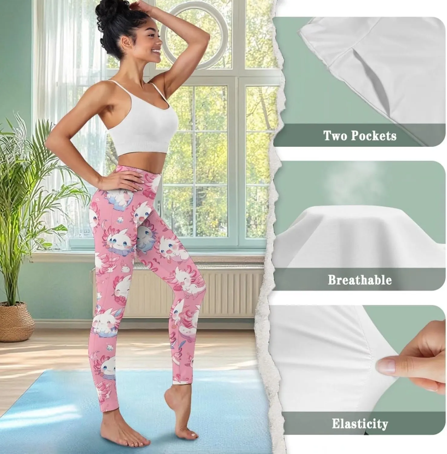 Womens Leggings XS-3XL Workout Pants with Pockets Tummy Control Yoga Leggings Full Length