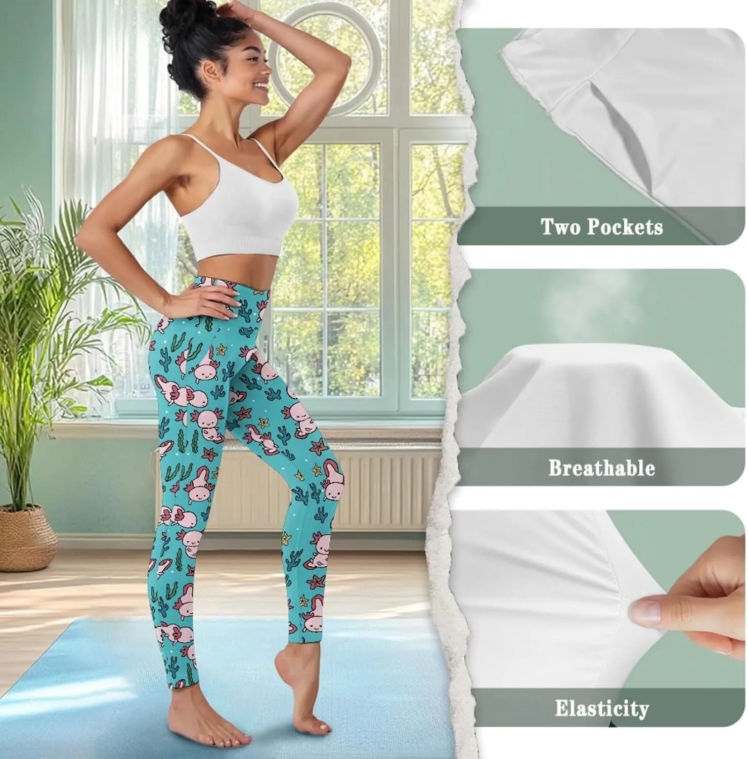 Womens Leggings XS-3XL Workout Pants with Pockets Tummy Control Yoga Leggings Full Length