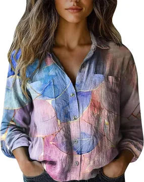 Womens Linen Buttoon Down Shirts Down Shirts Casual Tops Long Sleeve Blouse Beach Shirt Blouses