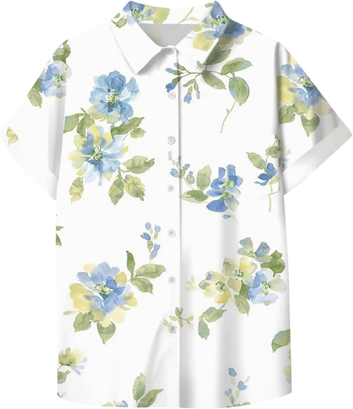 Womens Linen Tops Cotton Womens Short Sleeve Shirts V Neck Collared Down Blouse Tops Oversized Button Down Shirt
