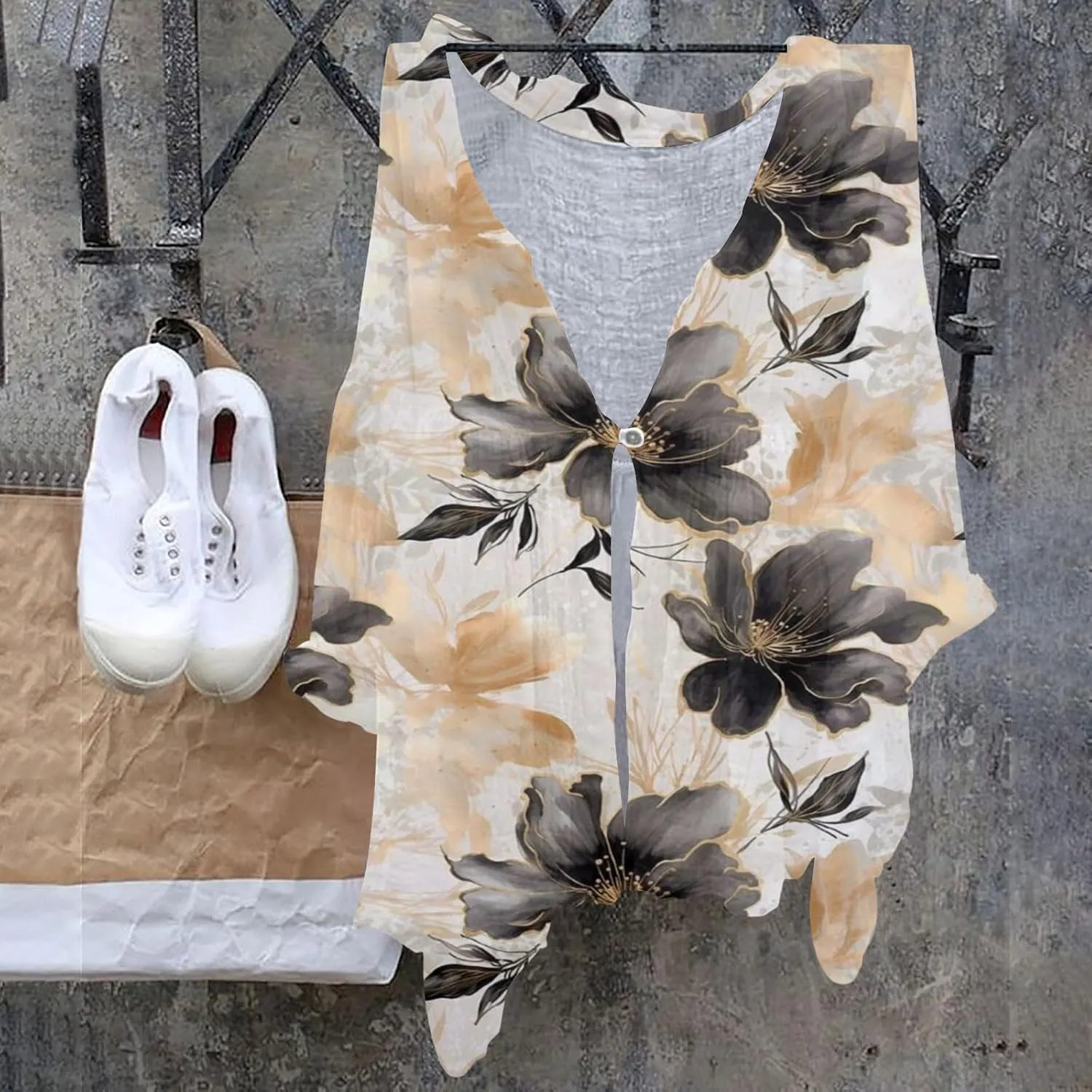 Womens Linen Tops Print Natural Autumn Fragrant Fabric Shirt Women Button Down Shirt Womens Linen Button Down Shirts