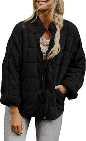 Womens Long-Sleeve Hooded Puffer Coat Jacket Loose Pocket Cotton Jacket Womens Winter Jacket Women Winter Jacket