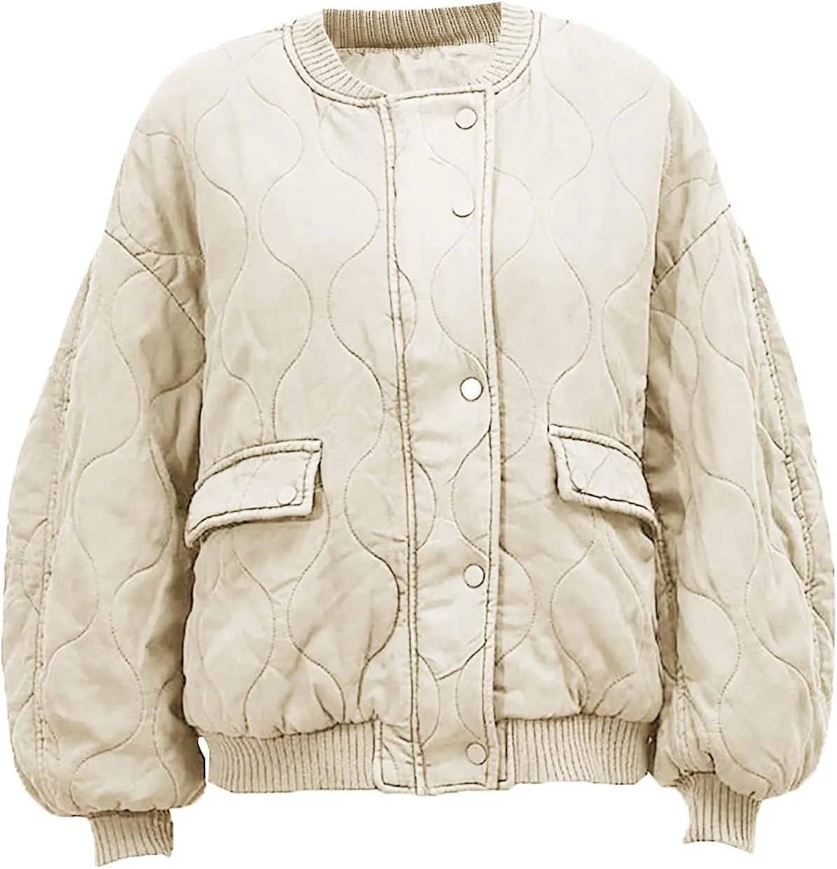 Womens Long-Sleeve Hooded Puffer Coat Jacket Loose Pocket Cotton Jacket Womens Winter Jacket Women Winter Jacket