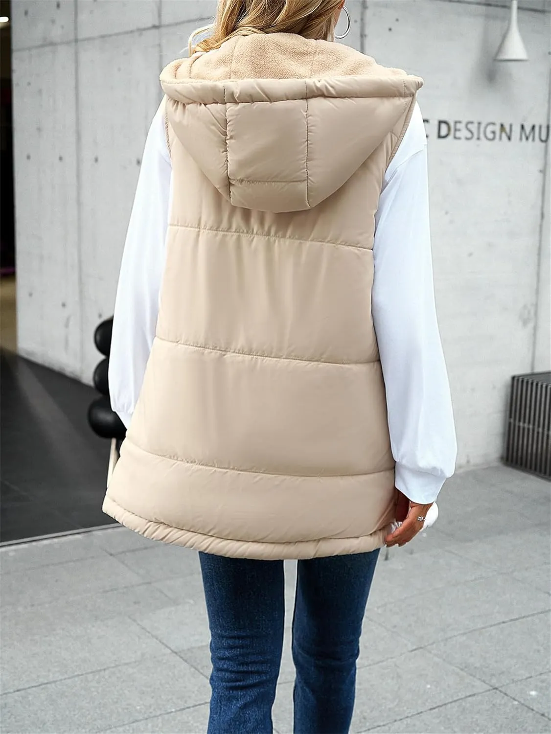 Womens Long Vest Zip Up Hoodie Pockets Long Warm Winter Coat Outerwear Womens Fall Vests Winter Coat