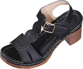 Women's Open Toe Low Block Heels Sandals Womens Thick Heeled Sandals; Large Size Summer Leisure New