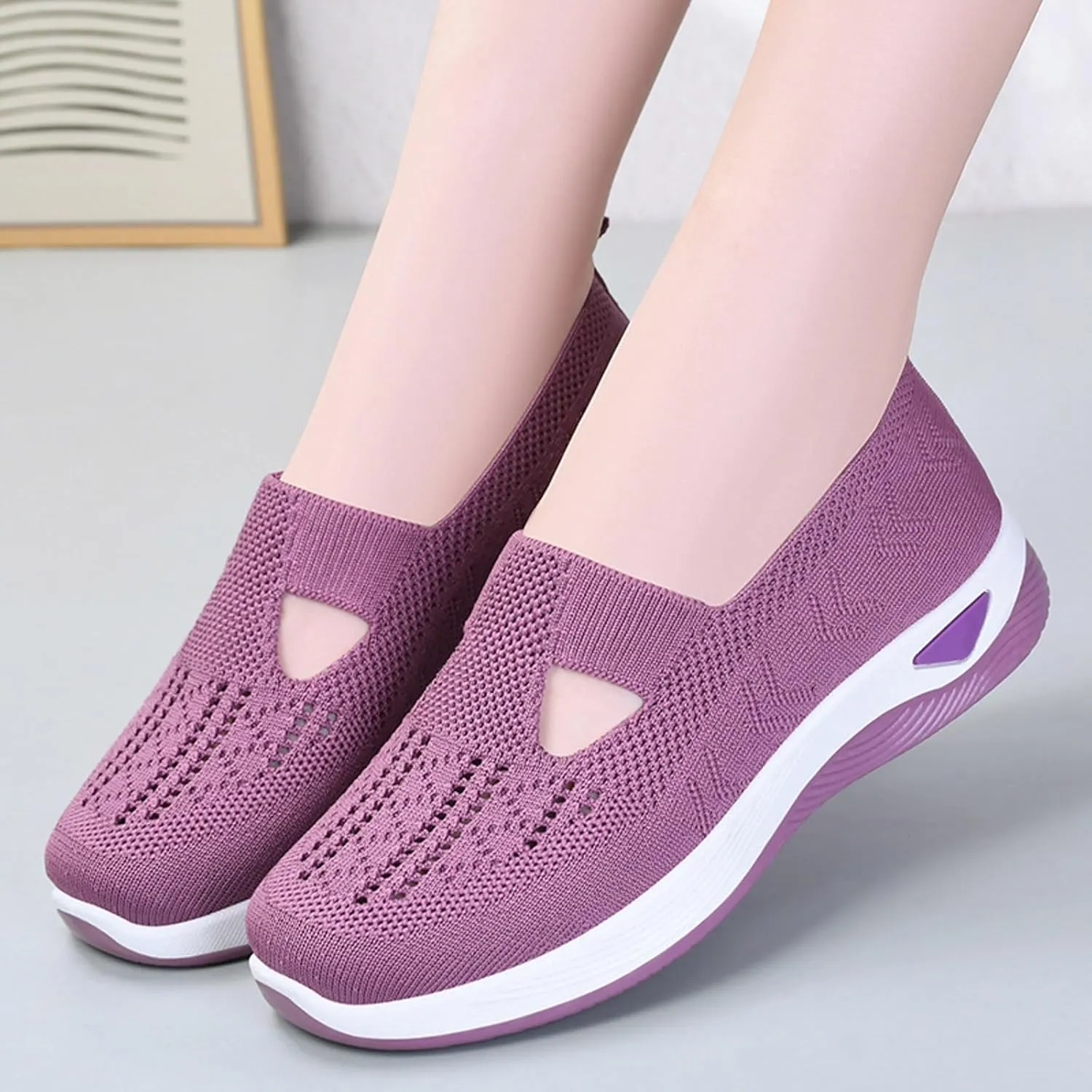 Womens Orthopedic Comfortable Walking Shoes Slip On Sneakers with Arch Support Casual Loafers Plantar Fasciitis Relief Foot Heel Pain Diabetic